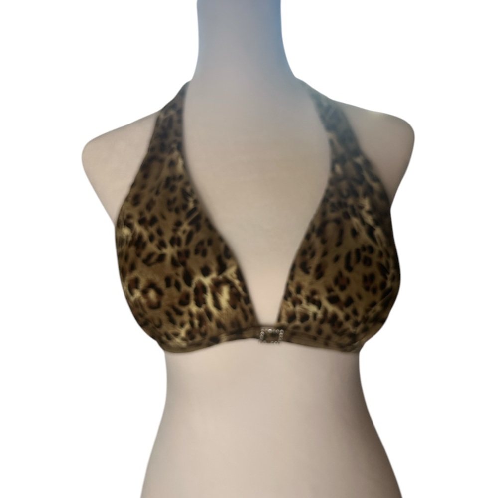 Marilyn Monroe Leopard Animal Print Bikini Top - Halter Style, Tie Top Size M